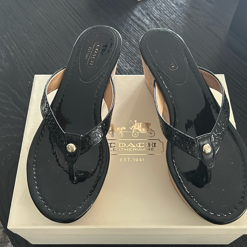 Coach Jorgina Patent Black Sandals.  Size 8.5